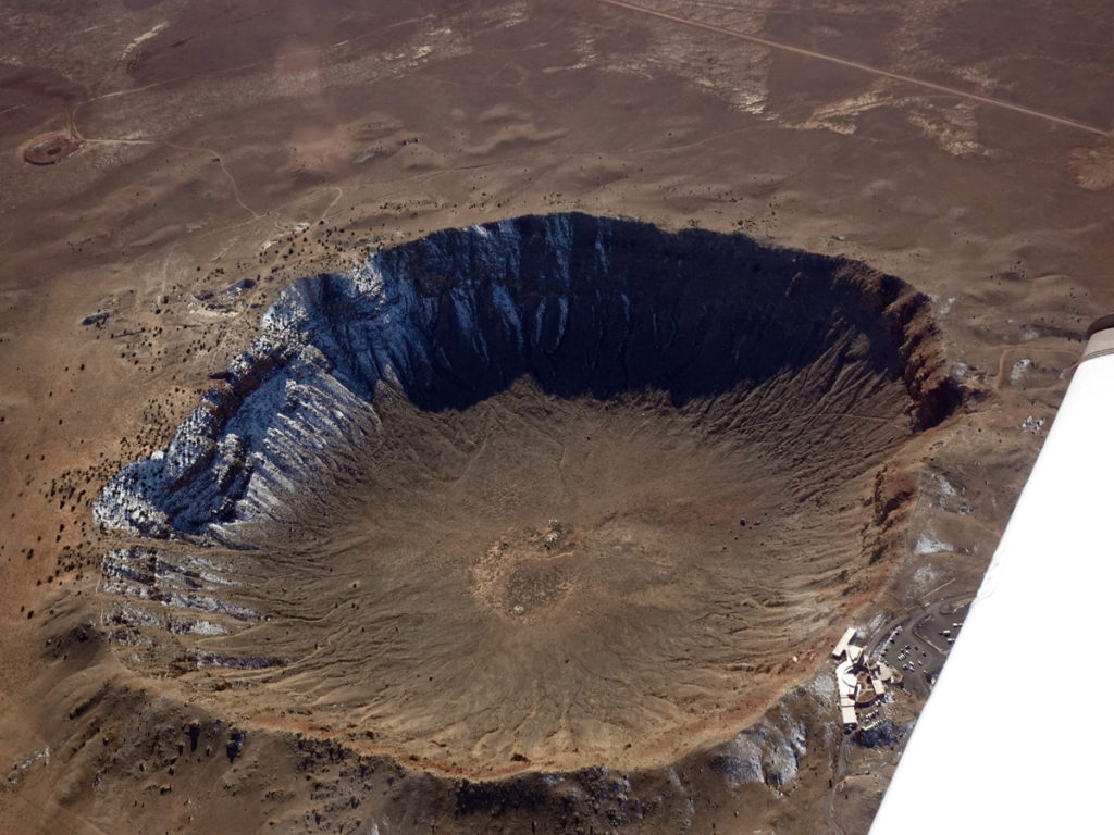 Aerial View Meteor Crater And Visitor Center Northern Arizona